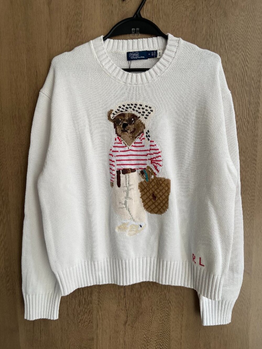 Polo Ralph Lauren White Beach Bear Crewneck Sweater